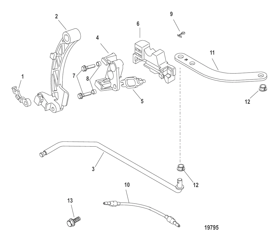Комплект крепления – дистанционное управление (40/50/60 л. с.) 4-тактн.