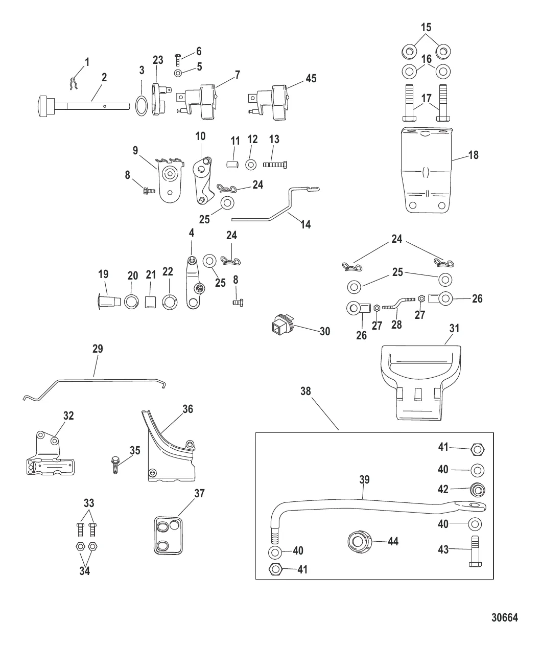 Комплект преобразования – дистанционное управление Четырехтактный ручной FourStroke 8/9.9