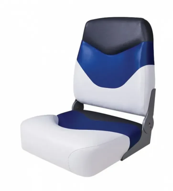 Newstarmarine Сиденье мягкое складное Premium High Back Boat Seat, бело-синее
