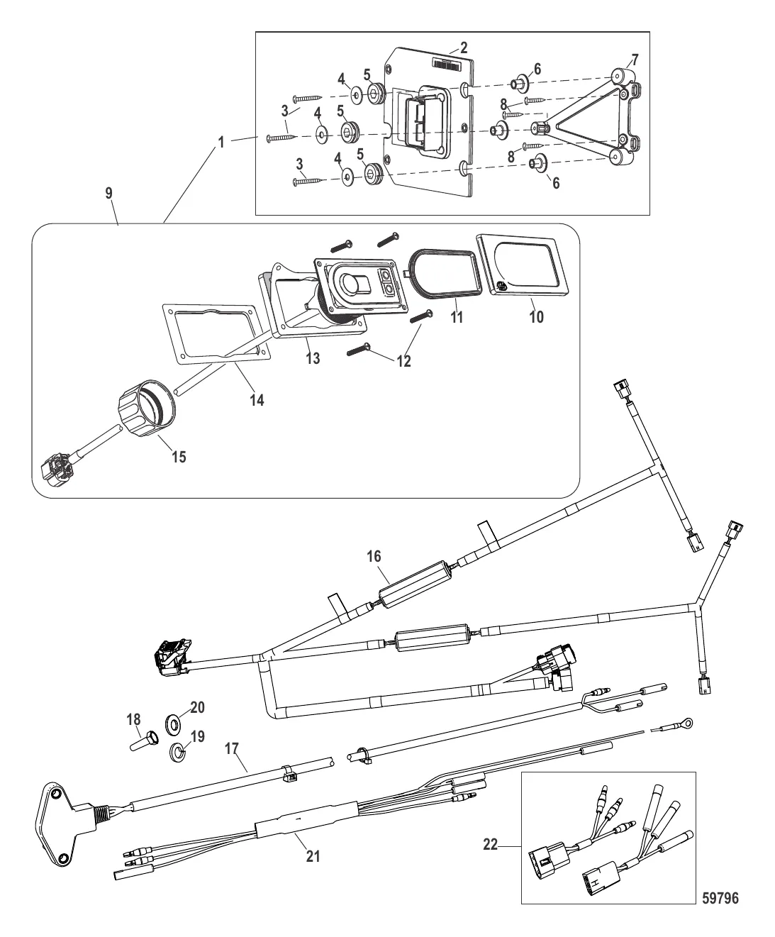 Комплект системы управления дифферентом Active Trim Сдвоенный двигатель – 75/90/115 EFI четырехтактн.