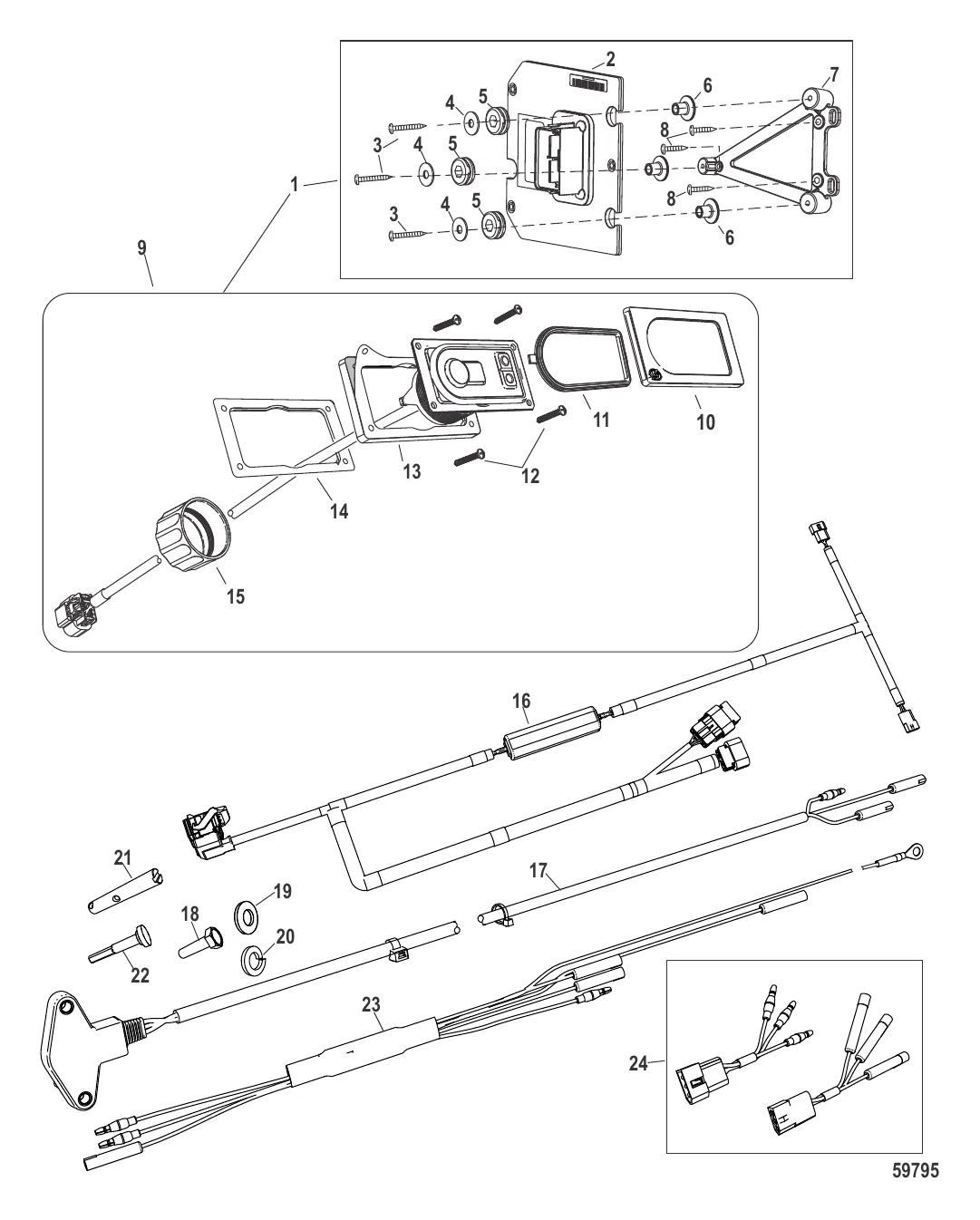 Комплект системы управления дифферентом Active Trim Одинарный двигатель – 40/50/60 EFI четырехтактн.