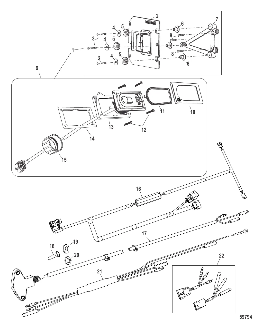 Комплект системы управления дифферентом Active Trim Одинарный двигатель – 75/90/115 EFI четырехтактн.