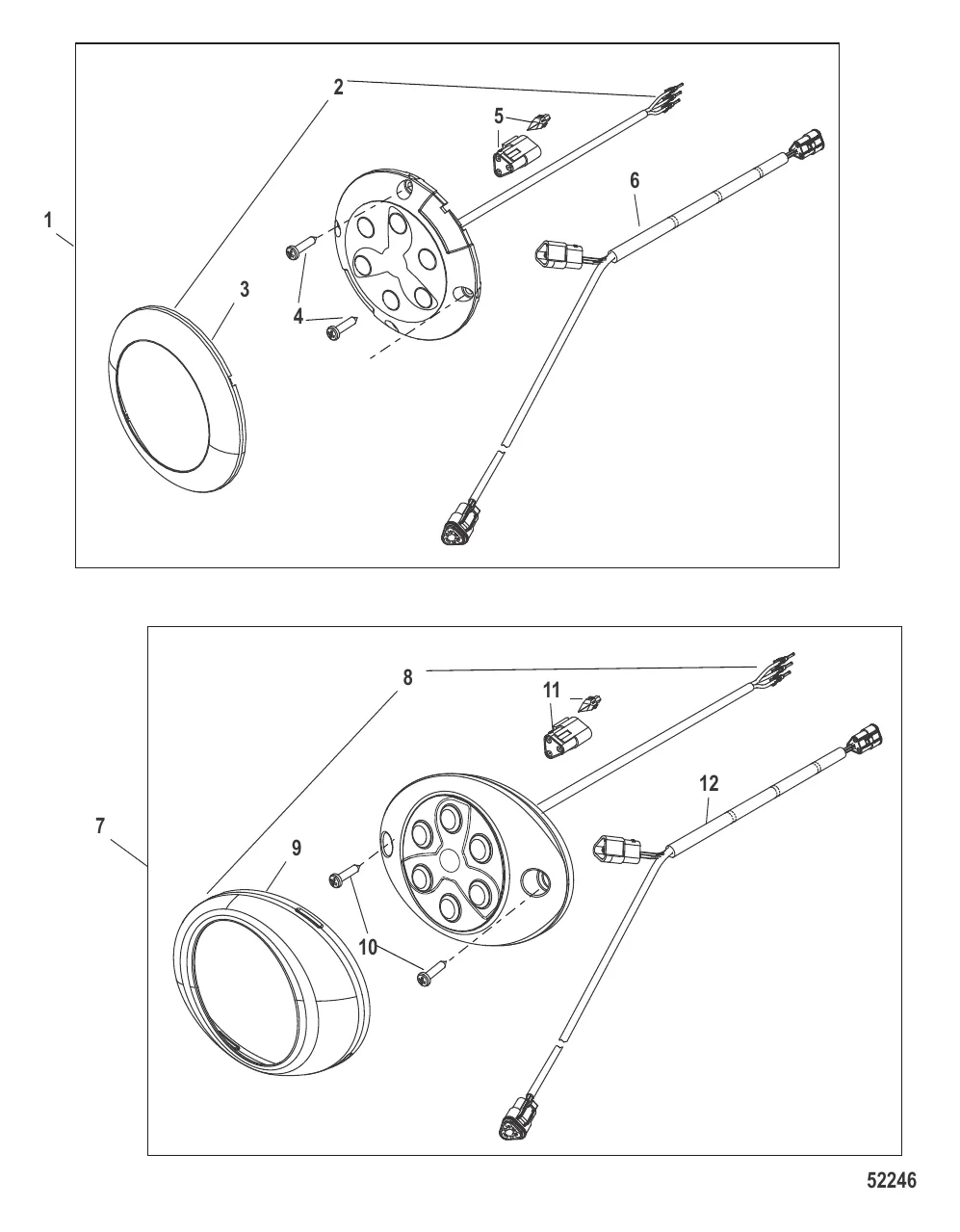Лампа предупреждения о движущемся гребном винте и жгут проводов Y Круглый/овальный