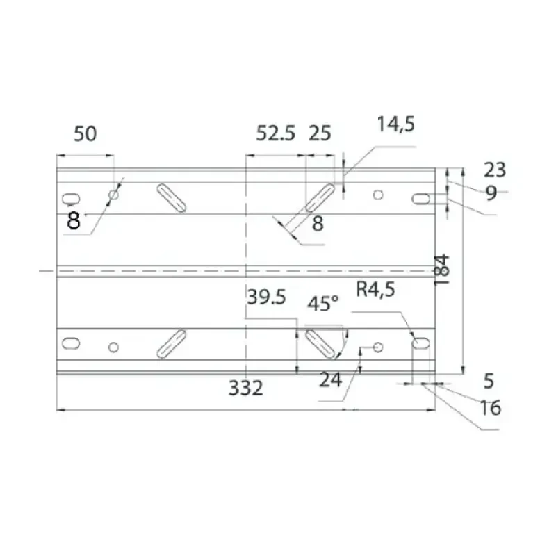 EASTERNER Переходник-основание сидений продольно-скользящий 332х184 мм