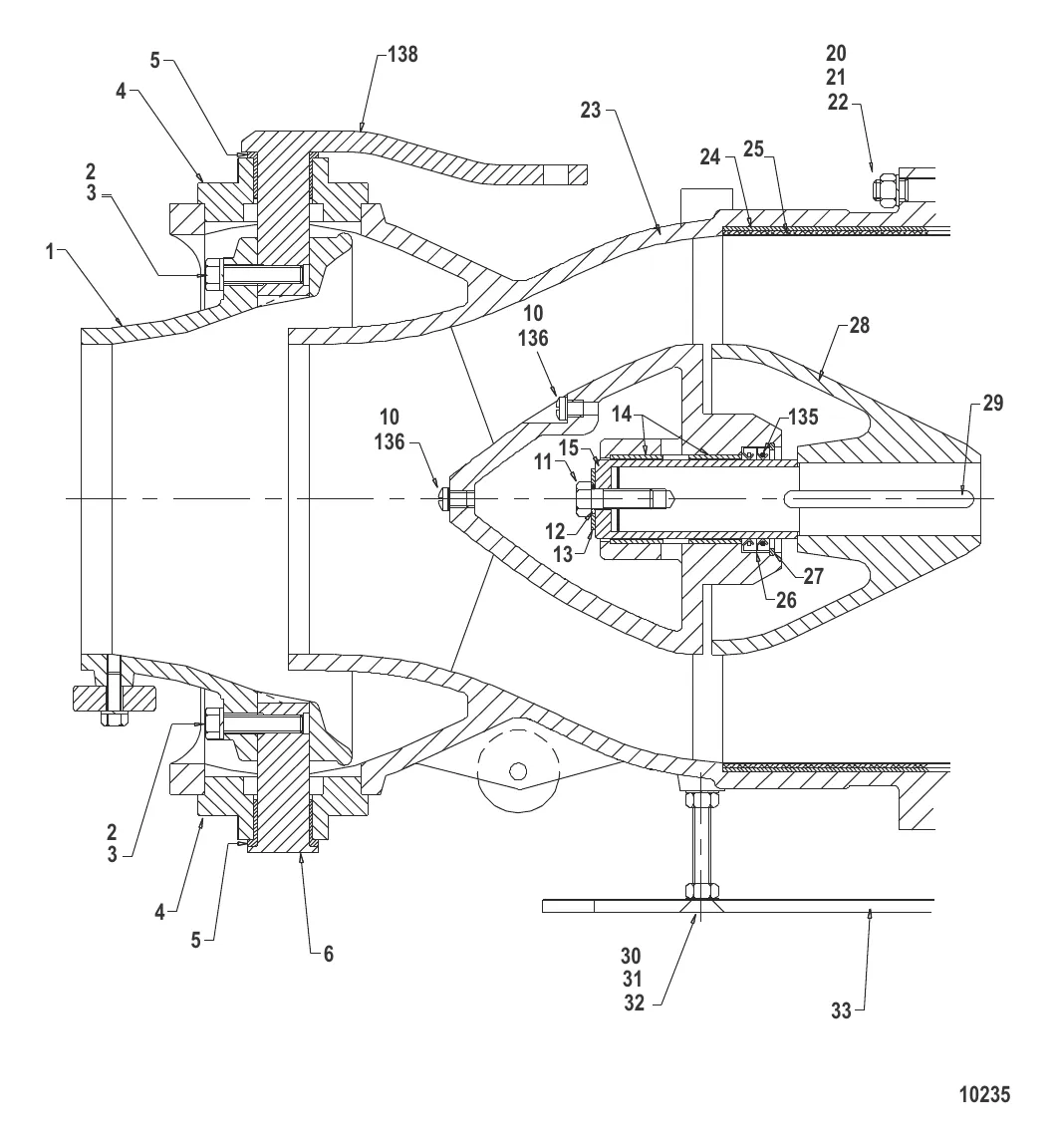 Форсунка в сборе (Поперечное сечение A)