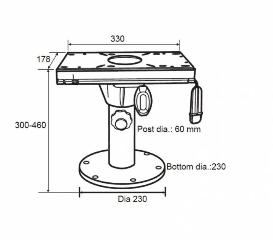 Newstarmarine Стойка под кресло со слайдером (33 см.),алюминий