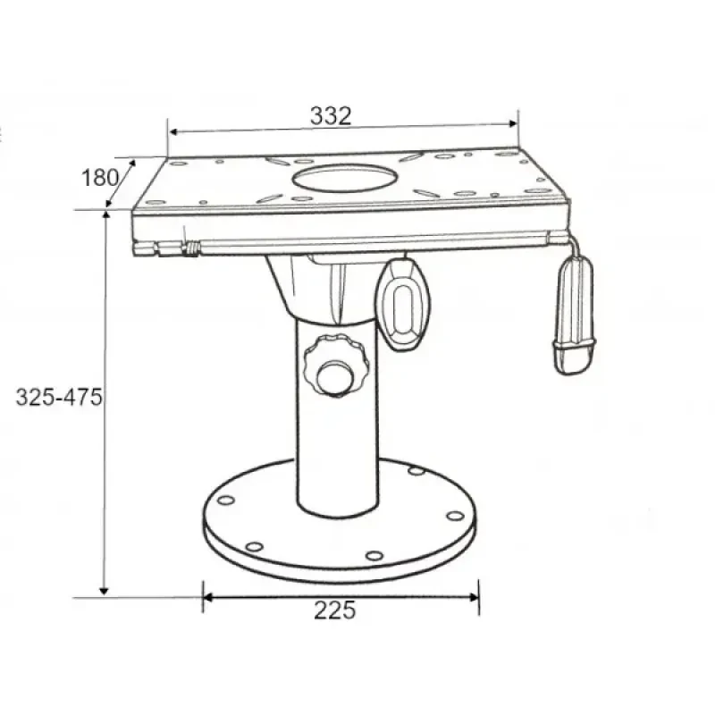 Newstarmarine Стойка для сидений 325-457мм c переходником, алюминий