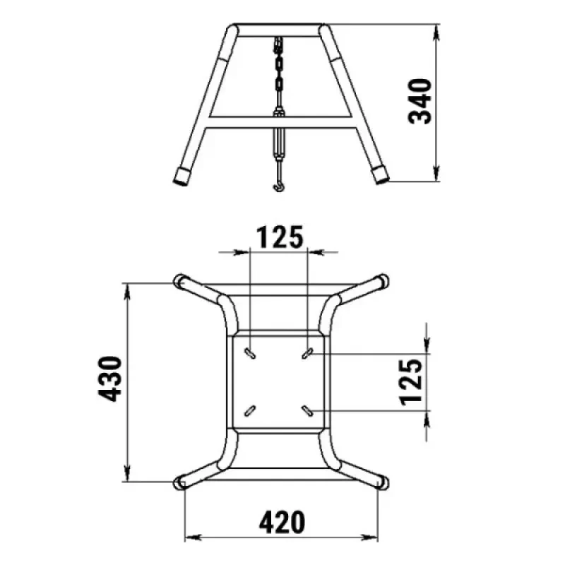 Техномарин Стойка для сидения 340 мм нержавеющая сталь