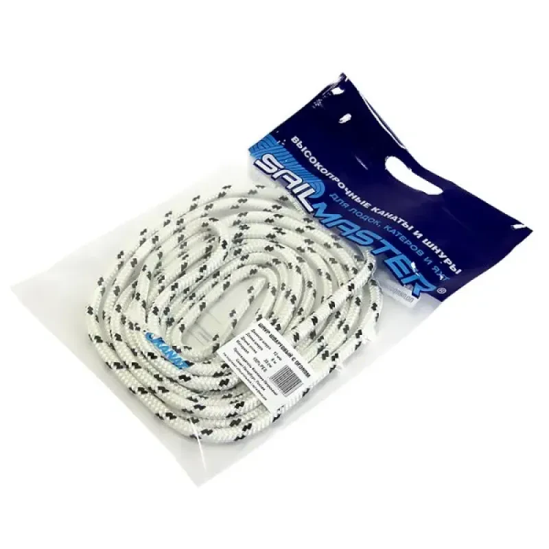 ПЕТРОКАНАТ Трос плетеный ШВАРТОВЫЙ 12,0 мм, 2100 кг 6 м, с огоном 30 см