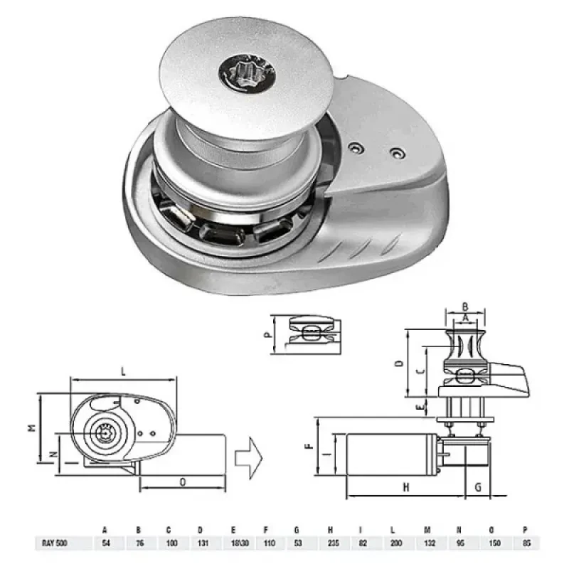 LOFRANS Лебедка якорная "RAY" с барабаном, 500Вт, 12В, цепь 6мм