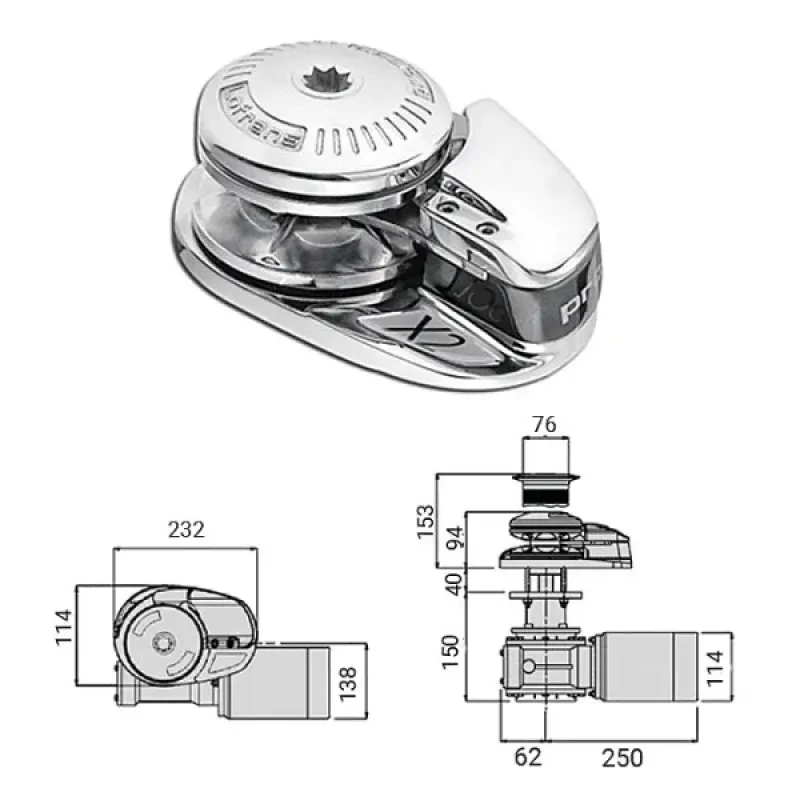 LOFRANS Лебедка якорная "X2" без барабана, 1000Вт, 12В, цепь 6мм
