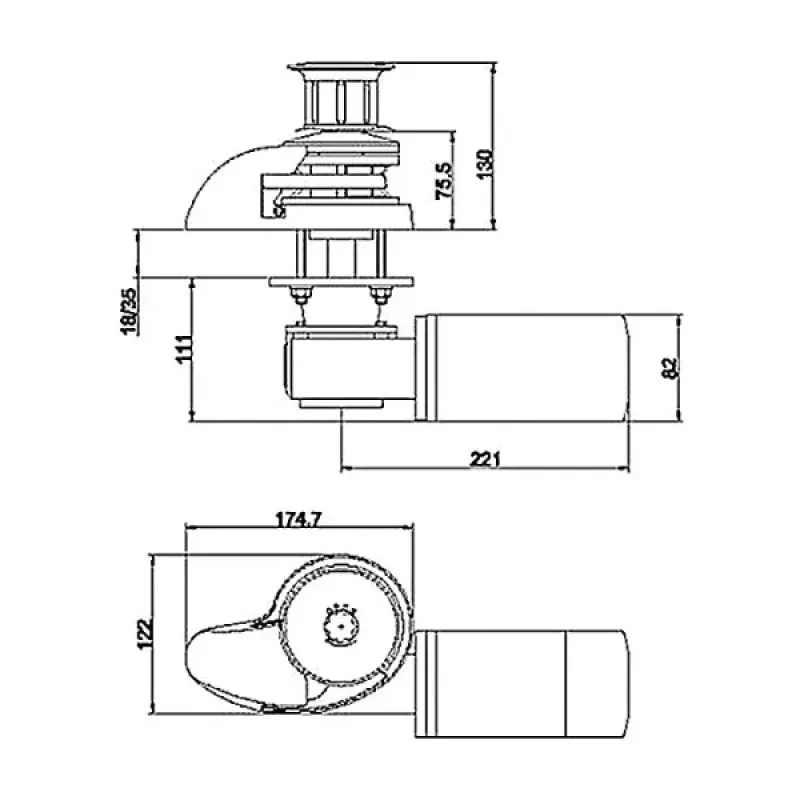 Italwinch Лебедка якорная "SMART" без барабана, 700Вт, 12В, цепь 6мм
