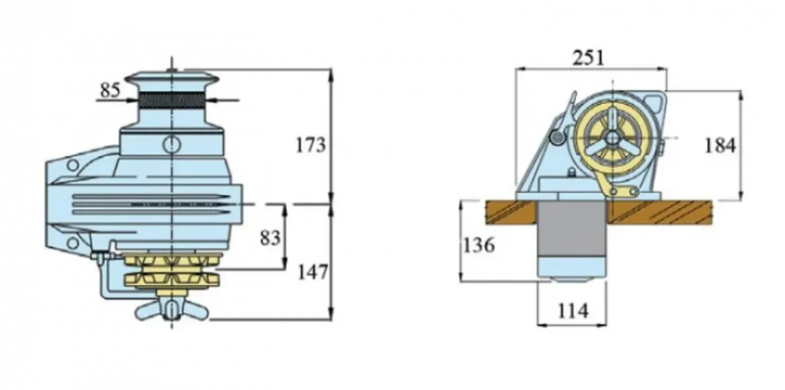 LOFRANS Лебедка якорная "Kobra", 1000Вт, 12В, цепь 8мм с кн. сброса