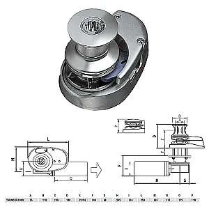 Лебедка якорная "THUNDER" с барабаном, 1000Вт, 12В, цепь 6мм TH_1012_06D