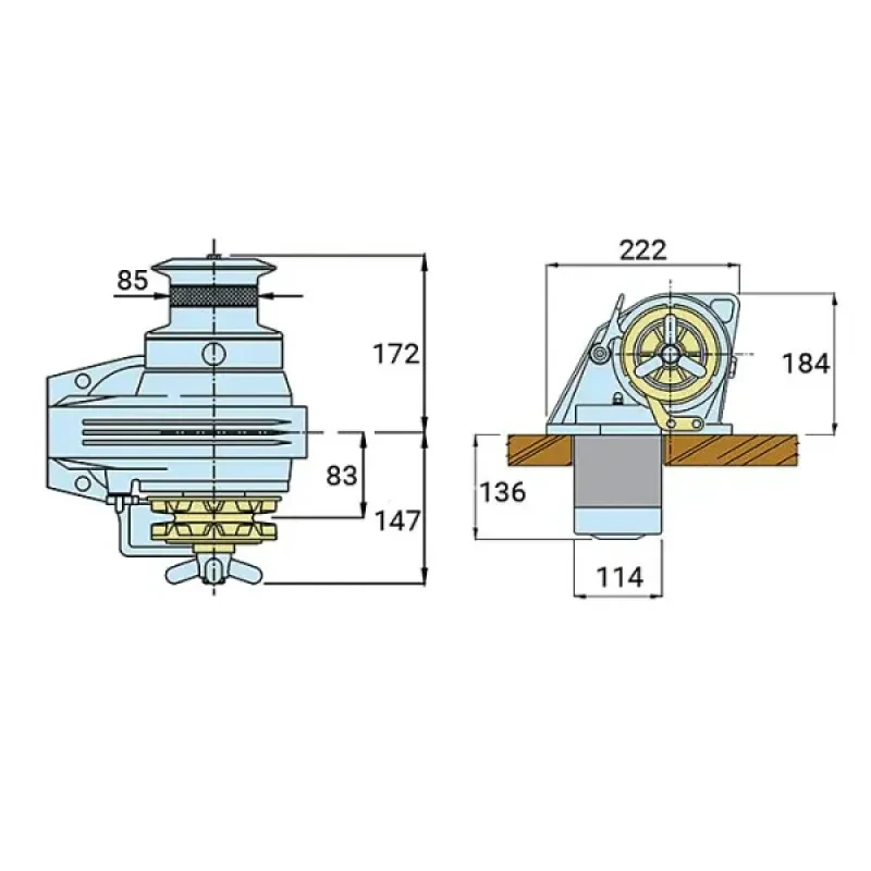 LOFRANS Лебедка якорная "Kobra", 1000Вт, 12В, цепь 8мм