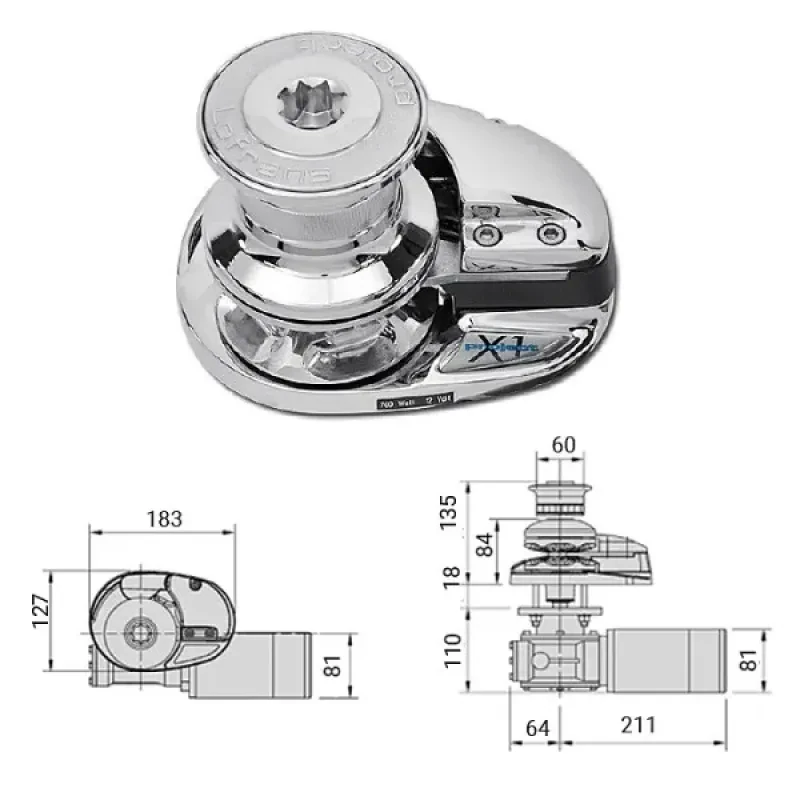 LOFRANS Лебедка якорная "X1" с барабаном, 500Вт, 12В, цепь 6мм