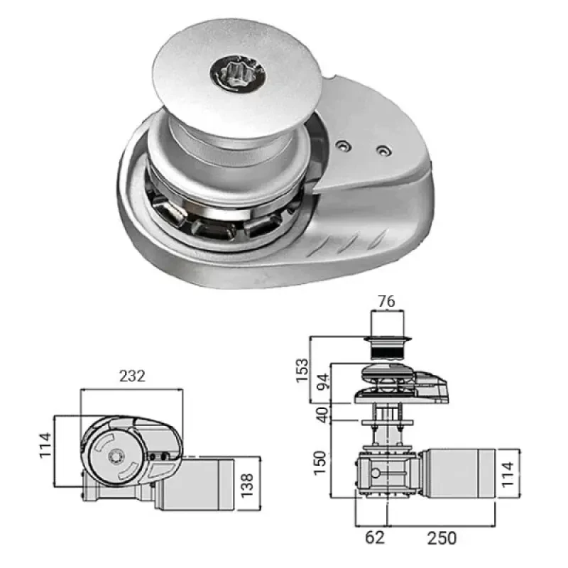 LOFRANS Лебедка якорная "X2" с барабаном, 800Вт, 12В, цепь 6мм