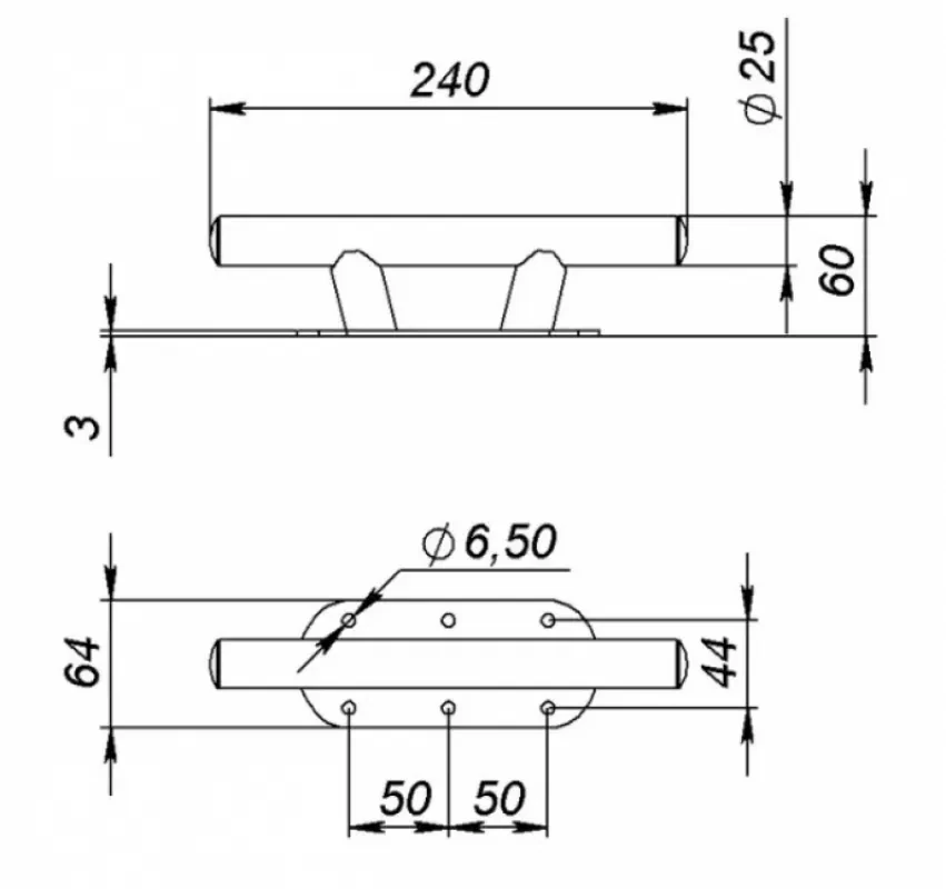 Техномарин Утка швартовая с площадкой 240 мм, нержавеющая сталь