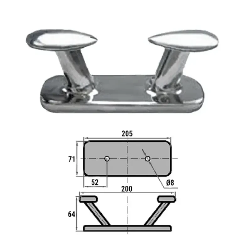 CIM Кнехт двойной 200х63,5мм AISI316