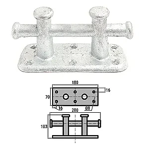Кнехт двойной 180х70мм HDG 0602-0701
