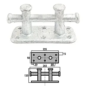 Кнехт двойной 235х90мм HDG 0602-0702