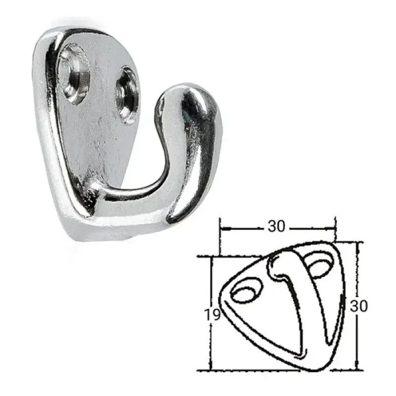 HOMER Крючок для кранцев 30х30 мм хром.
