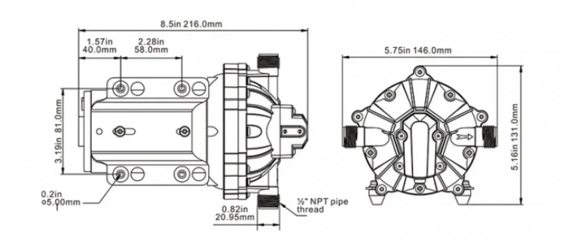 SEAFLO Пятикамерный мембранный насос 51 SERIES 15 л/мин, 24В