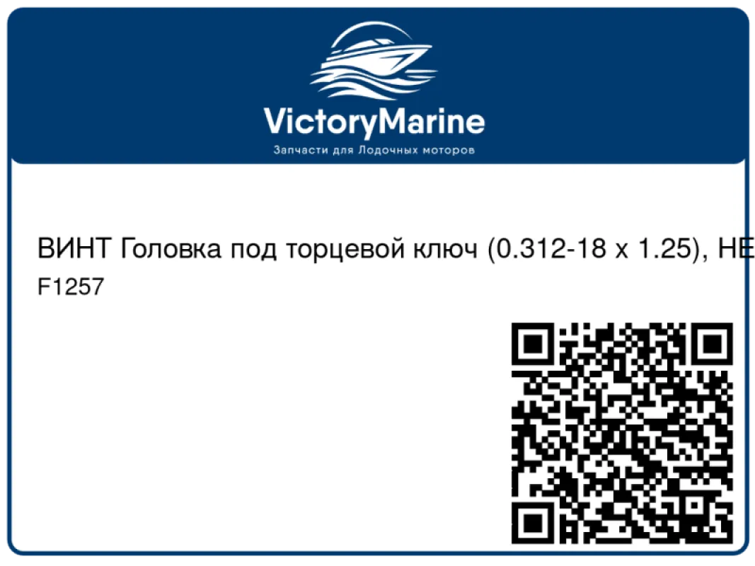 ВИНТ Головка под торцевой ключ (0.312-18 x 1.25), НЕРЖ Mercury