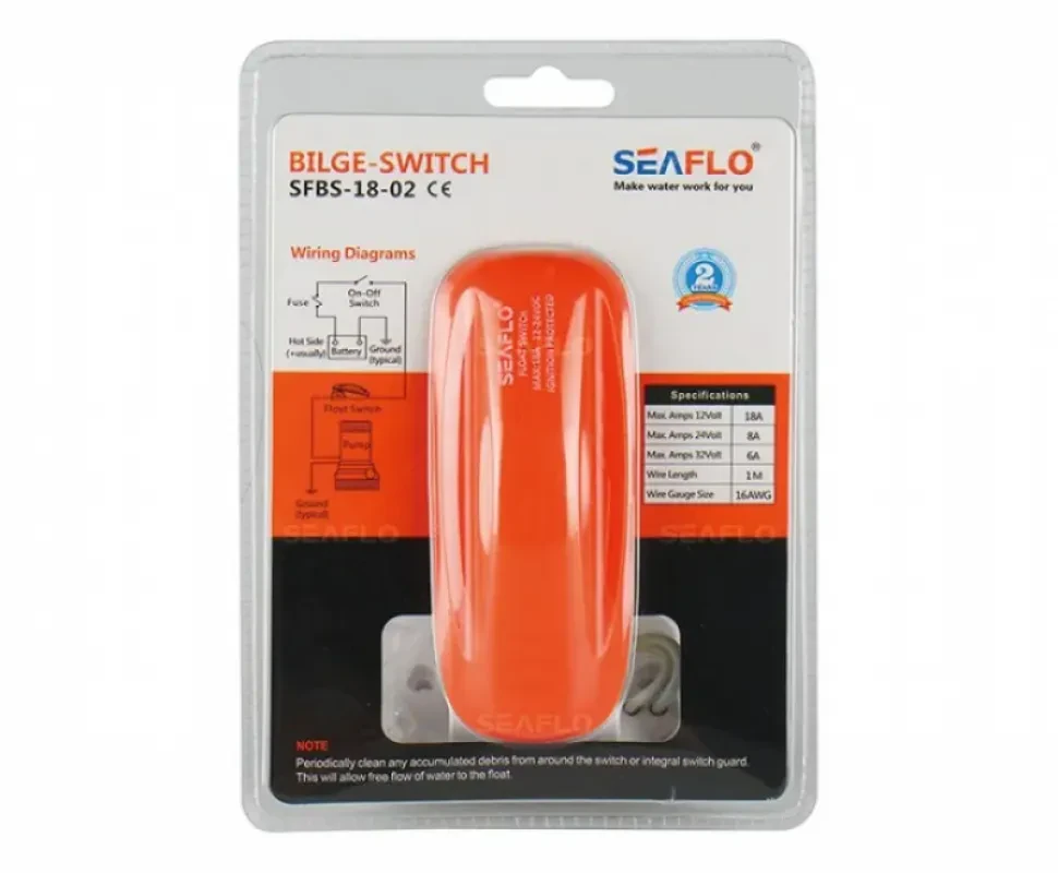 SEAFLO Переключатель поплавковый бело-оранжевый (18A)