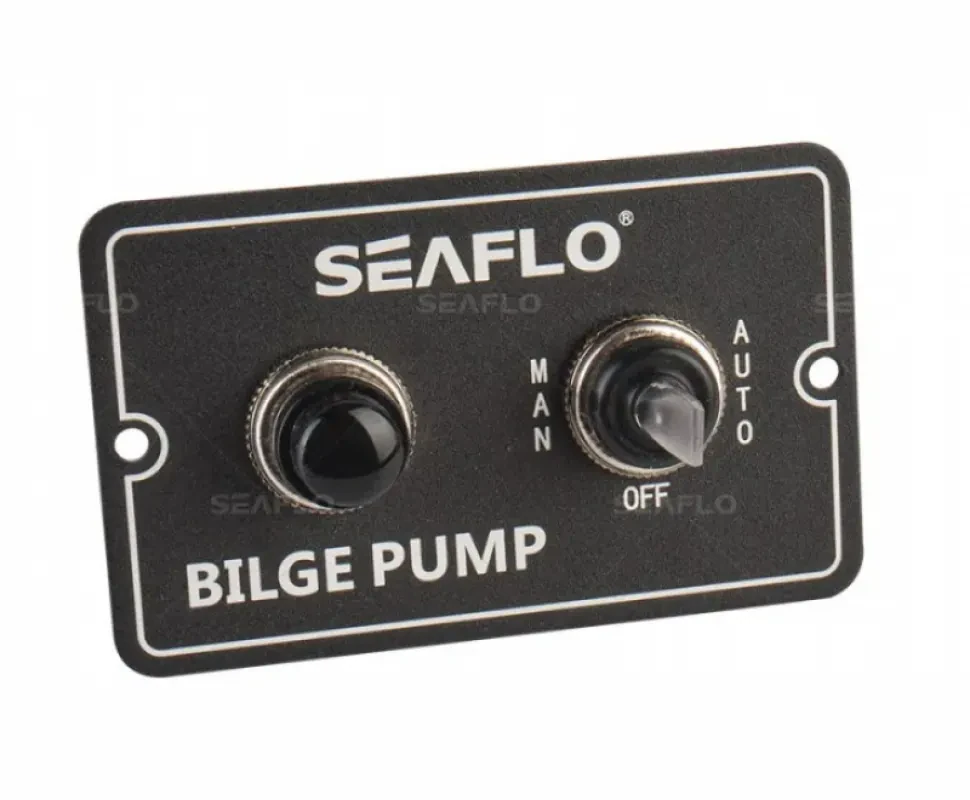 SEAFLO Панель управления с предохранителем для осушительного насоса (ручной-выкл-авто) 12/24В, алюминий