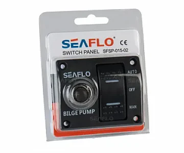 Панель управления с предохранителем для осушительного насоса (ручной-выкл-авто) 12/24В, пластик SFSP-015-02