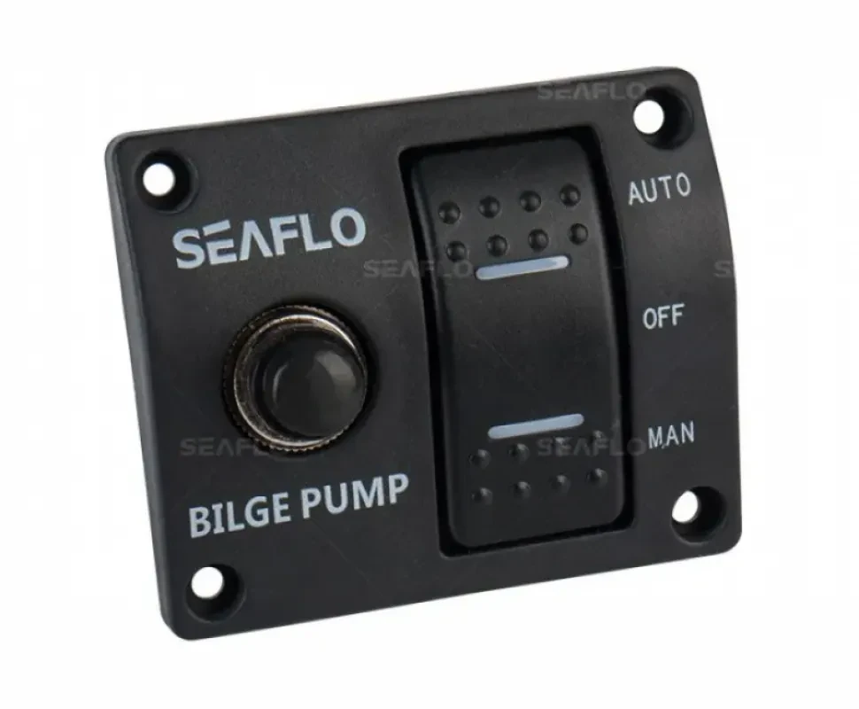SEAFLO Панель управления с предохранителем для осушительного насоса (ручной-выкл-авто) 12/24В, пластик