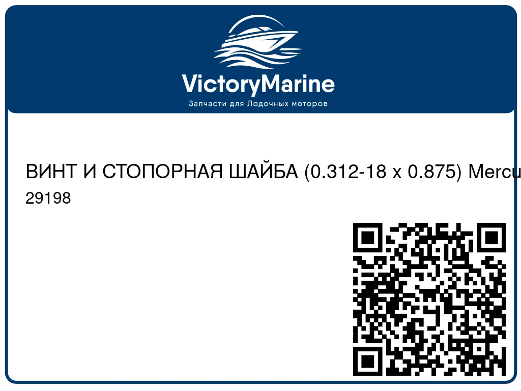 ВИНТ И СТОПОРНАЯ ШАЙБА (0.312-18 x 0.875) Mercury 29198