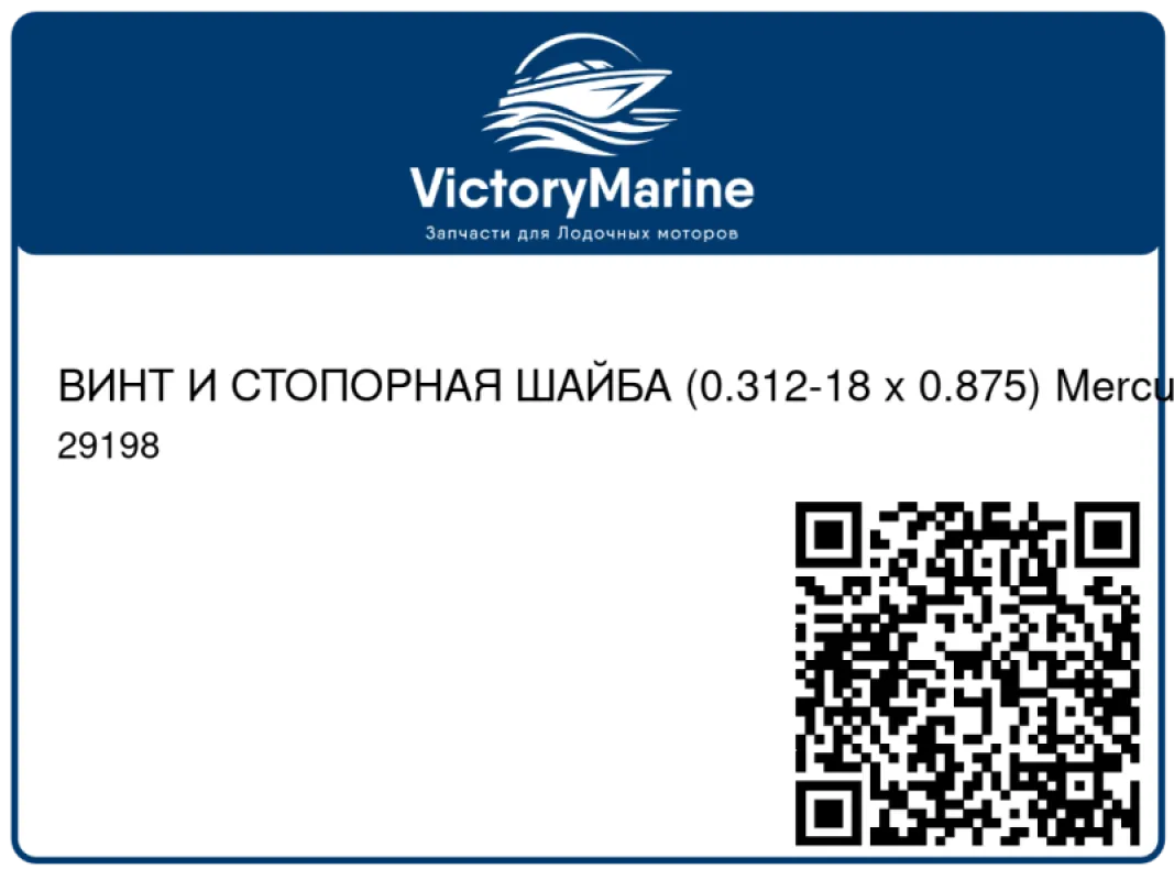 ВИНТ И СТОПОРНАЯ ШАЙБА (0.312-18 x 0.875) Mercury