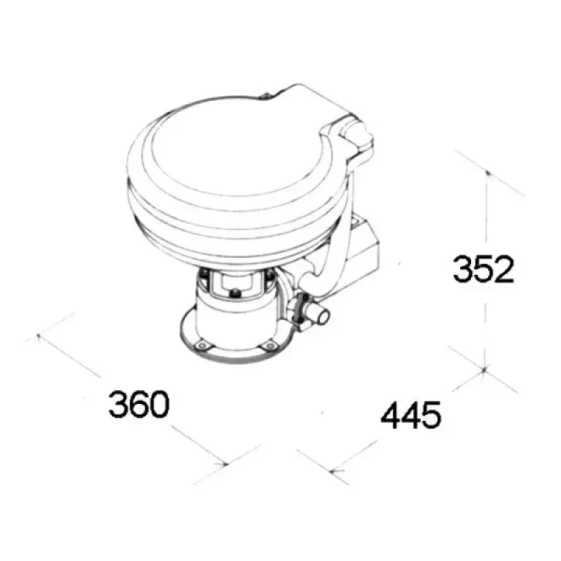 TMC Унитаз судовой керамический 360х445, в комплекте с электр.помпой 12В