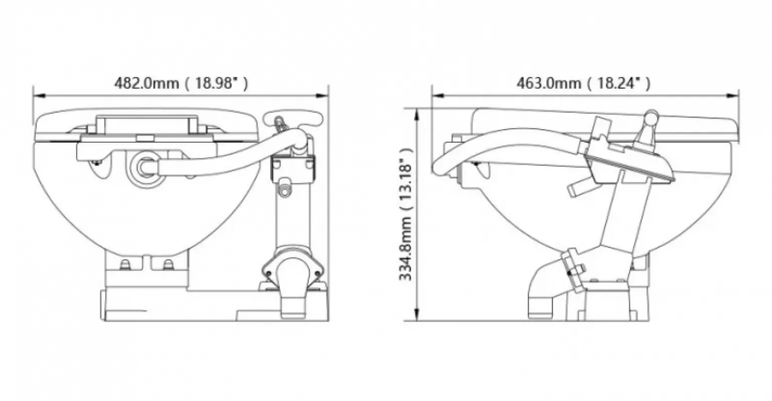 SEAFLO Унитаз судовой керамический с ручной прокачкой (размер стандарт)