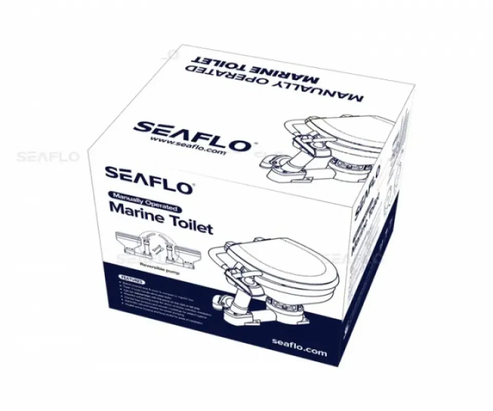 SEAFLO Унитаз судовой керамический с ручной прокачкой (размер компакт)