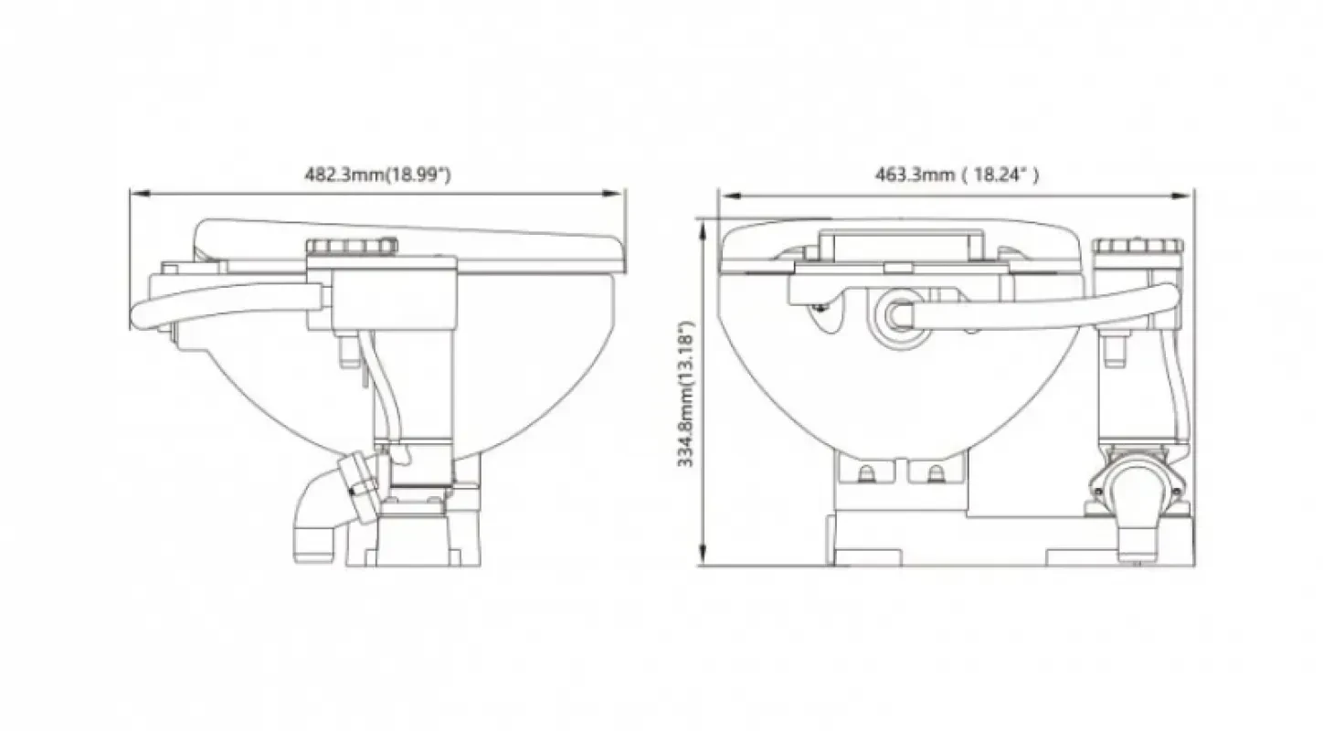 SEAFLO Унитаз судовой керамический с вертикальным насосом 24В (размер стандарт)