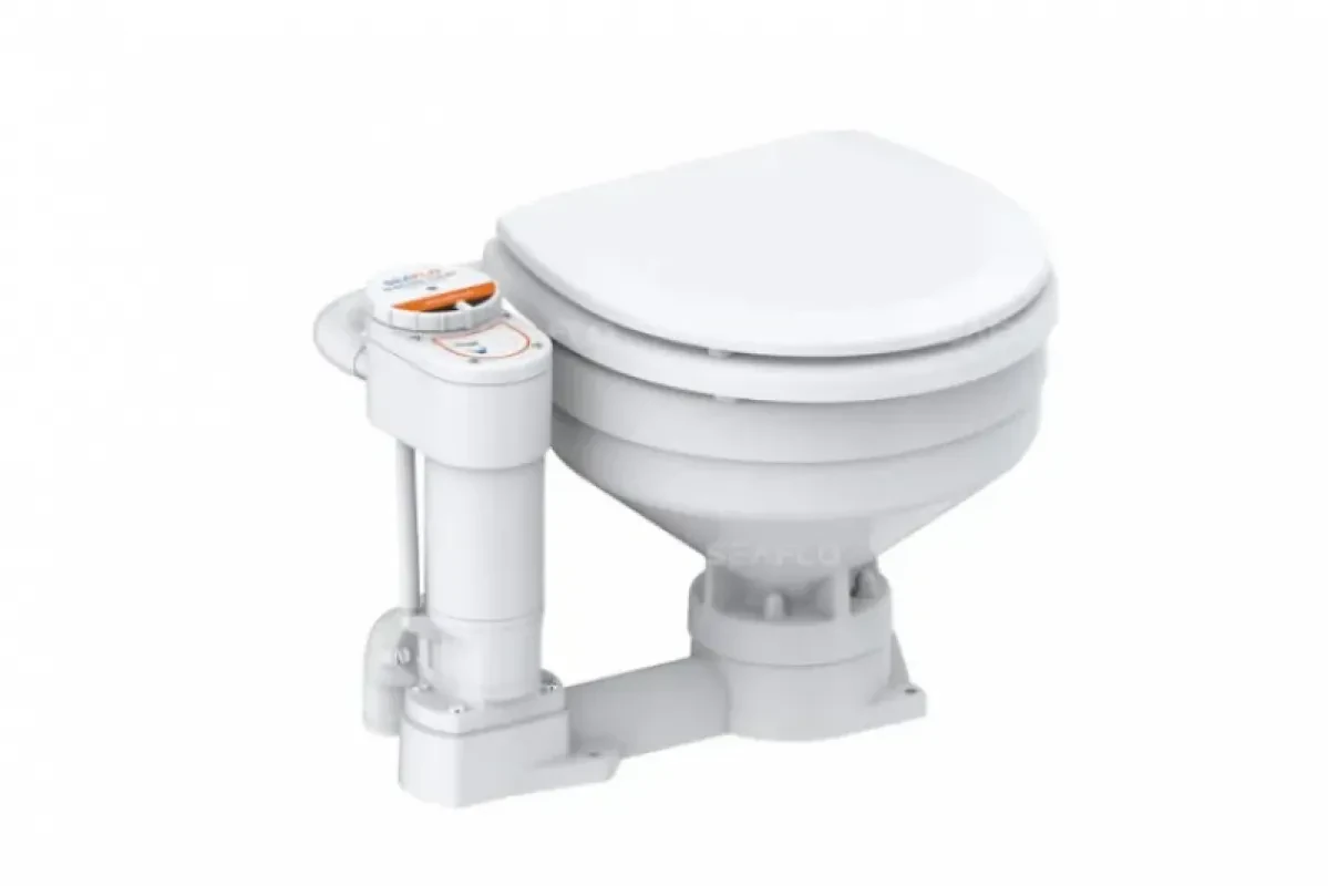 SEAFLO Унитаз судовой керамический с вертикальным насосом 24В (размер компакт)