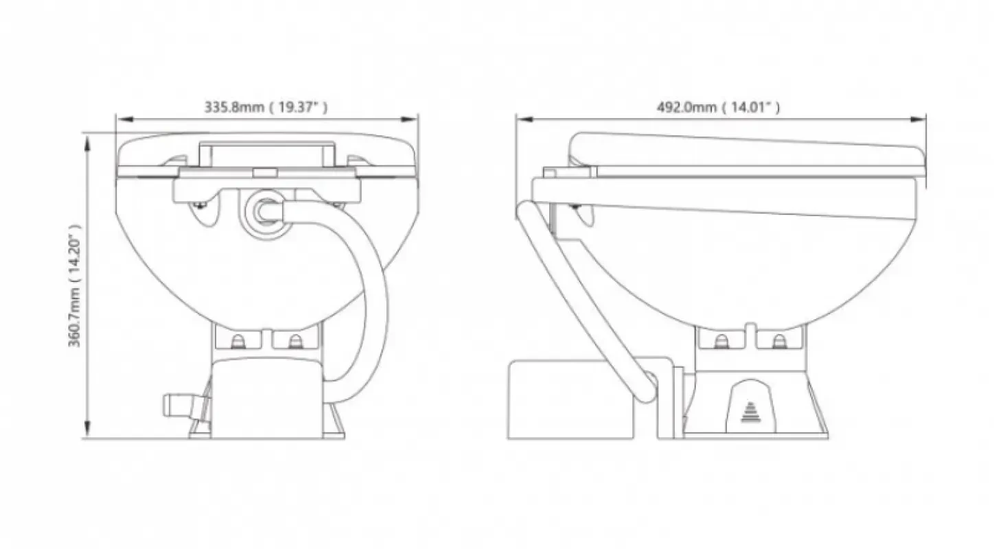 SEAFLO Унитаз судовой керамический 24В (стандарт) сиденье из пластика