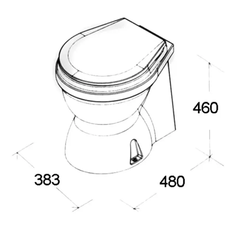 TMC Унитаз судовой керамический 460х480, в комплекте с электр.помпой 24В