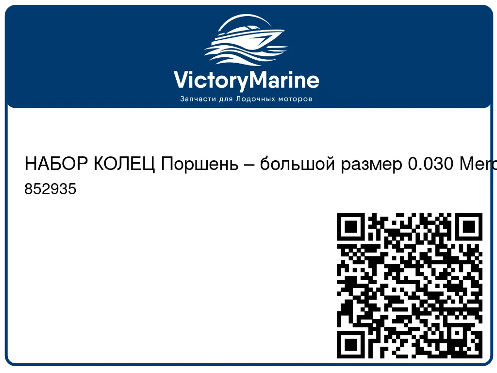 НАБОР КОЛЕЦ Поршень – большой размер 0.030 Mercury 852935