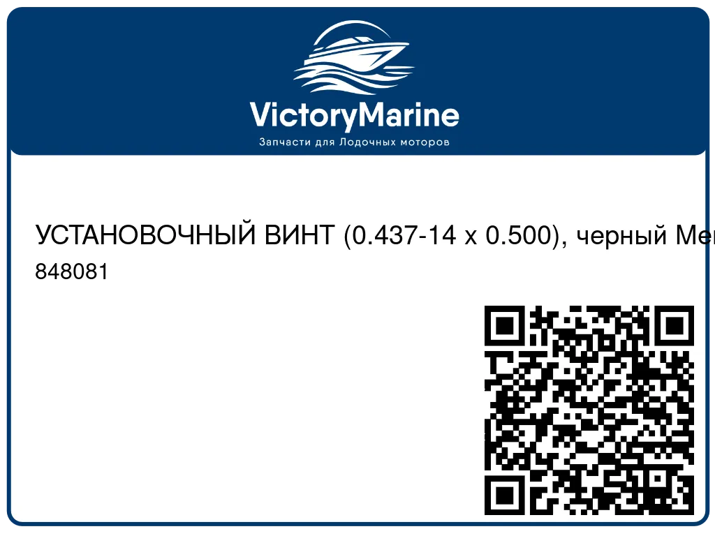 УСТАНОВОЧНЫЙ ВИНТ (0.437-14 x 0.500), черный Mercury 848081