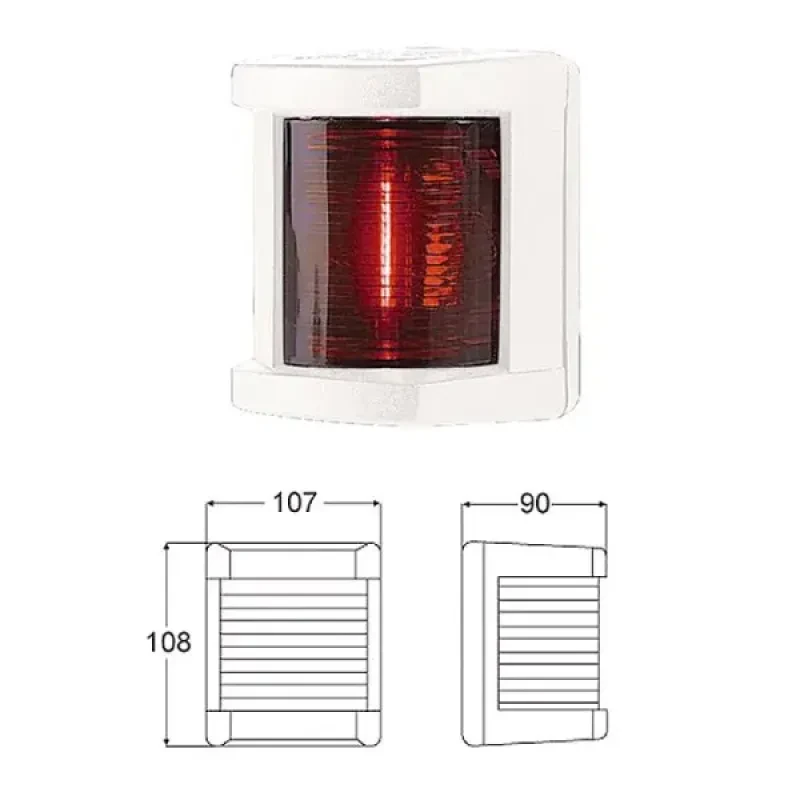 Hella marine Огонь бортовой красный 108х107х90 мм белый корпус