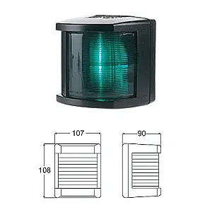 Огонь бортовой зеленый 108х107х90 мм черный корпус 2LT 002 984-341