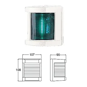 Огонь бортовой зеленый 108х107х90 мм белый корпус 2LT 002 984-391