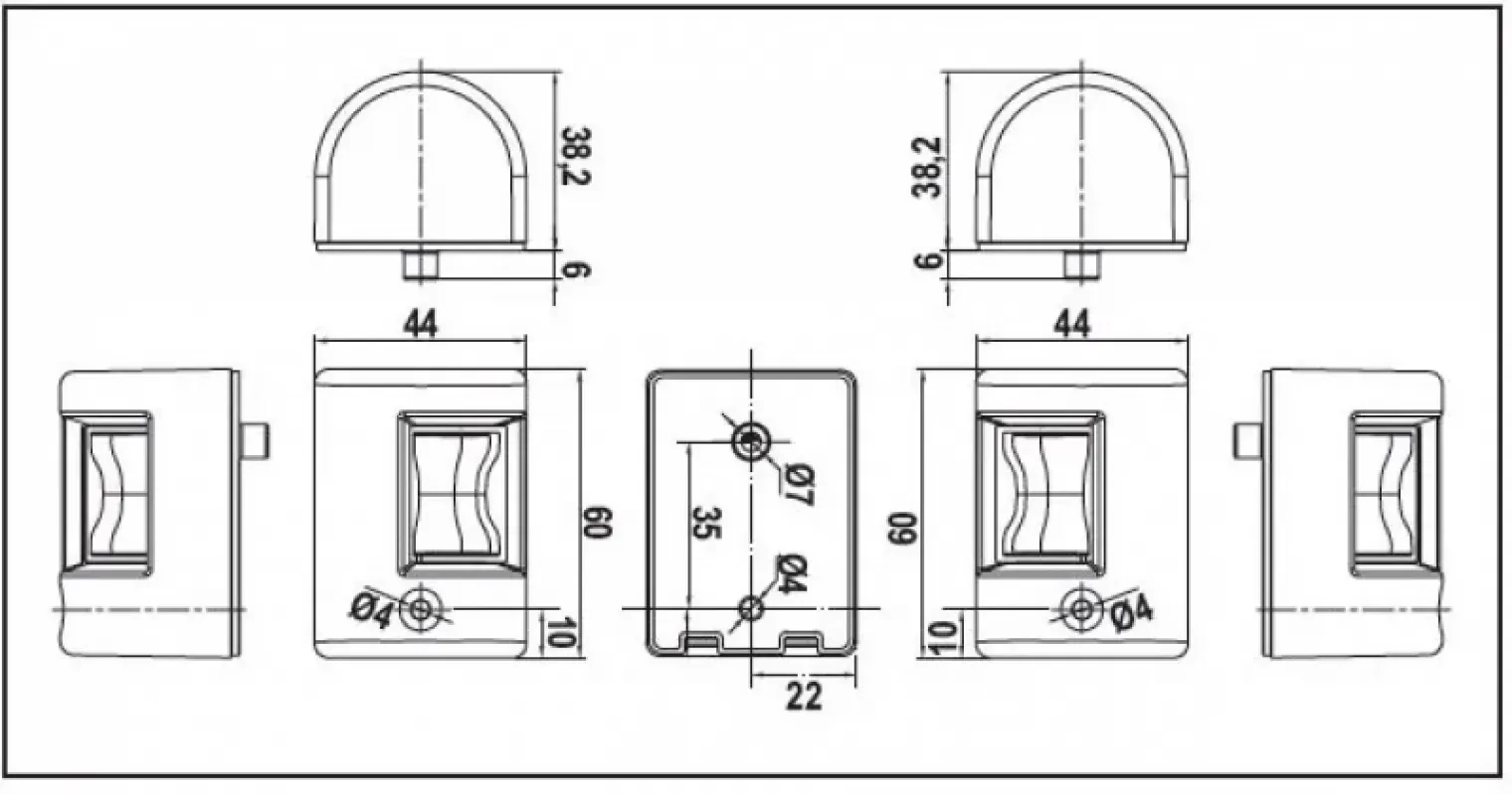 LALIZAS Огни бортовые светодиодные 38х60 мм, белый корпус