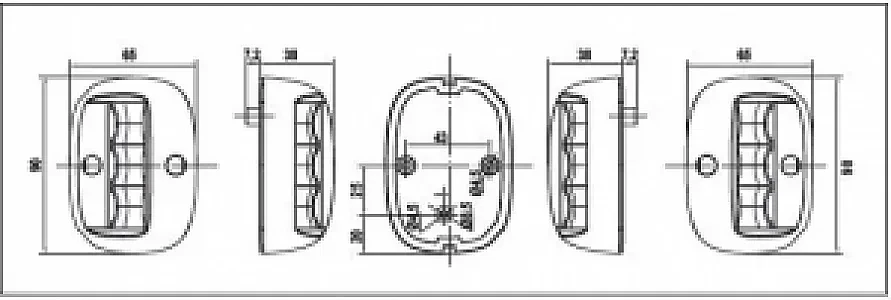 Огни бортовые светодиодные 90х65 мм, черный корпус 71968