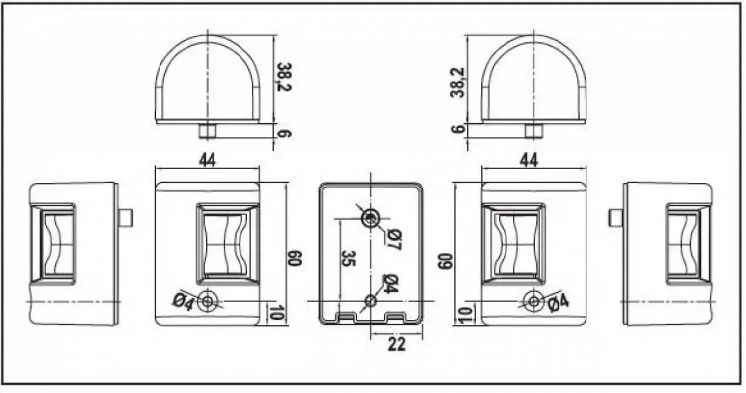 Огни бортовые светодиодные 38х60 мм, черный корпус