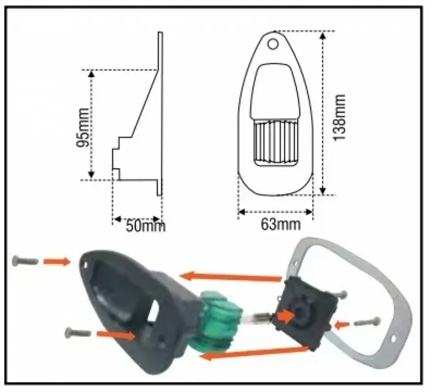 LALIZAS Огонь бортовой зеленый 138х63х50 мм хромированный корпус